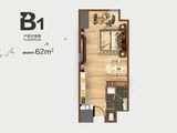 廊坊新世界中心_A区天后公馆B1户型 建面62平米