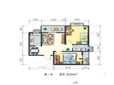 秦沣悦城天下_2室2厅1卫 建面85平米