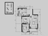 林河春天2期爱度筑区_2室2厅1卫 建面81平米